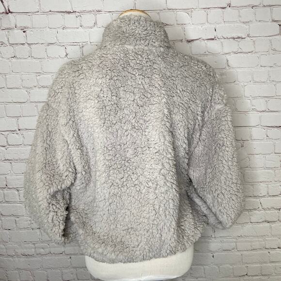 Wild Fable Grey Quarter Zip Pullover Sherpa Jacket Womens Medium - Picture 4 of 9